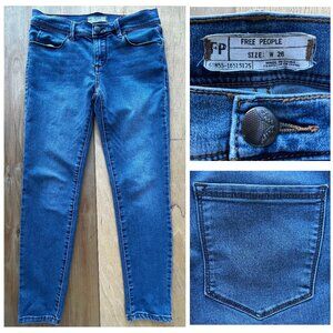 FREE PEOPLE CROP LOW RISE WOMEN’S SKINNY JEANS sz 26 Medium Wash Stretch